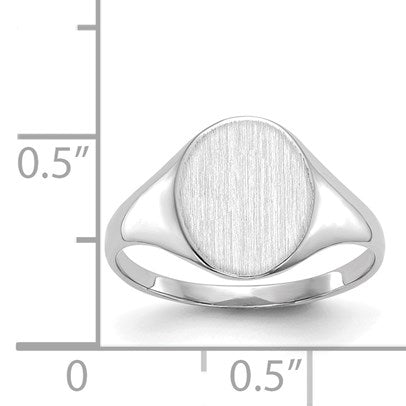 14k White Gold 9.0x10.0mm Oval Closed Back Signet Ring