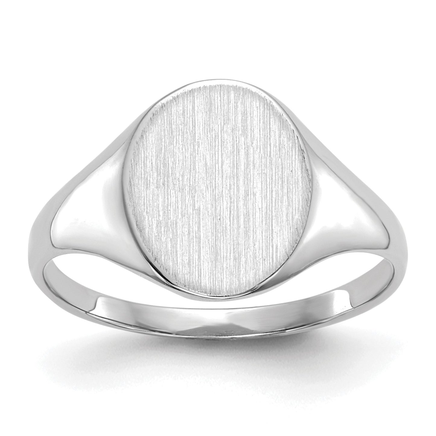 14k White Gold 9.0x10.0mm Oval Closed Back Signet Ring