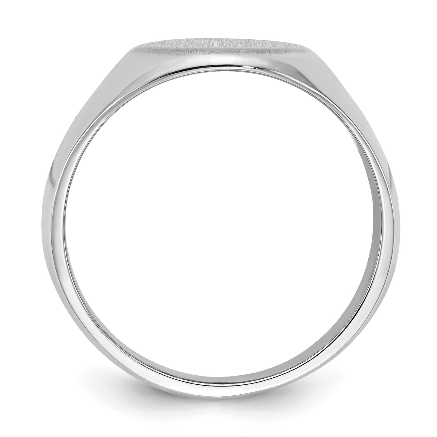14k White Gold 11.5x15.0mm Oval Closed Back Mens Signet Ring