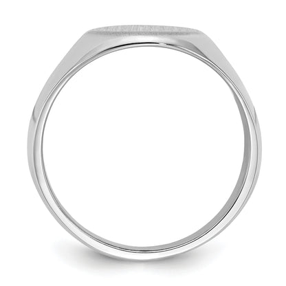 14k White Gold 11.5x15.0mm Oval Closed Back Mens Signet Ring