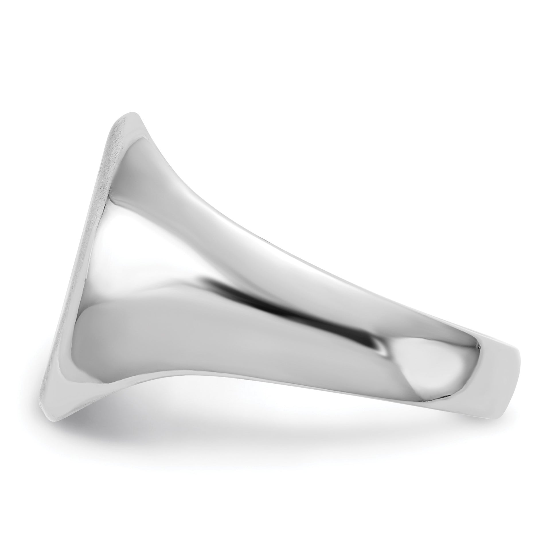 14k White Gold 11.5x15.0mm Oval Closed Back Mens Signet Ring