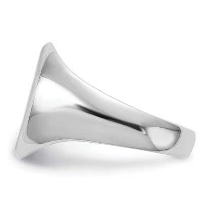 14k White Gold 11.5x15.0mm Oval Closed Back Mens Signet Ring