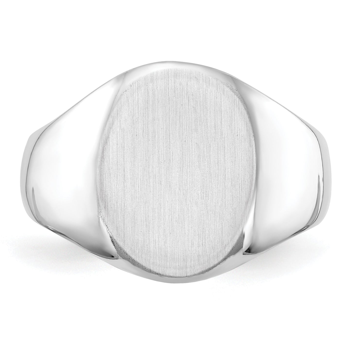 14k White Gold 11.5x15.0mm Oval Closed Back Mens Signet Ring