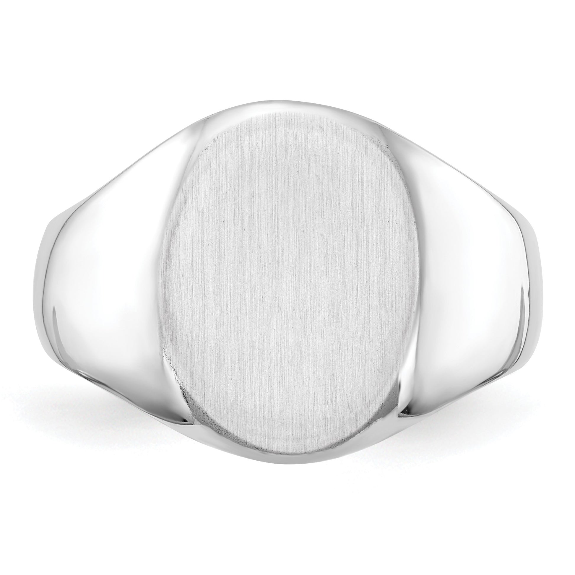 14k White Gold 11.5x15.0mm Oval Closed Back Mens Signet Ring