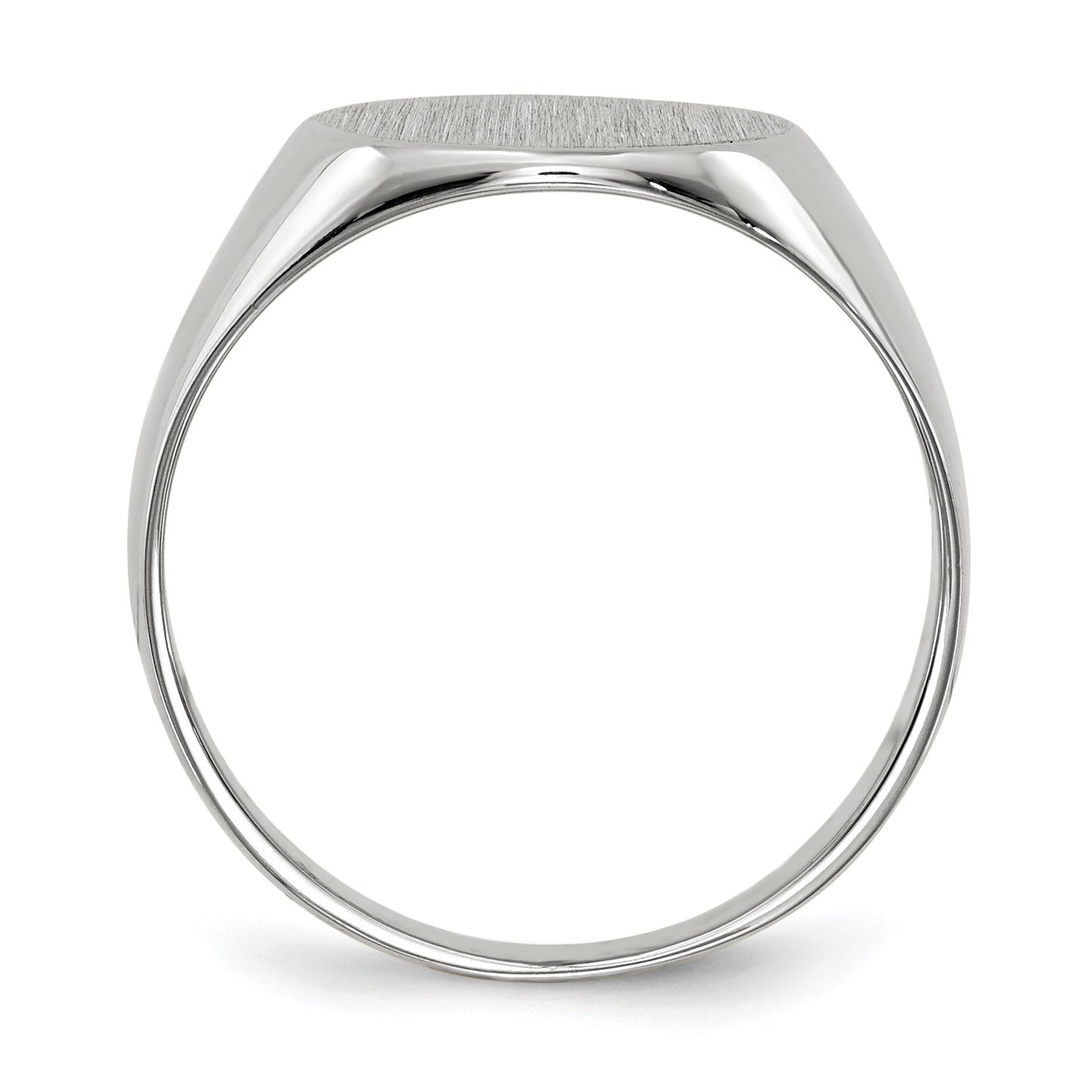14k White Gold 10.5x10.5mm Round Closed Back Signet Ring