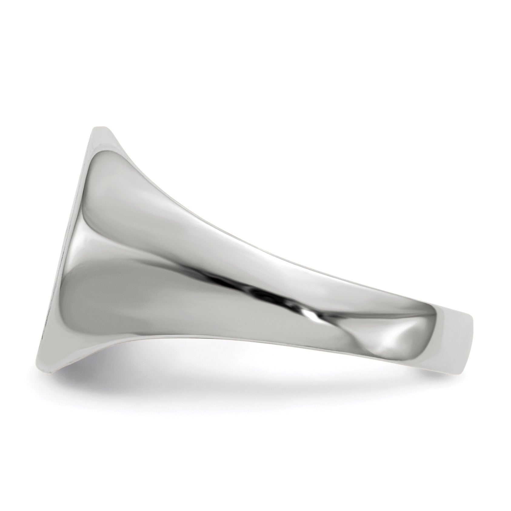 14k White Gold 10.5x10.5mm Round Closed Back Signet Ring