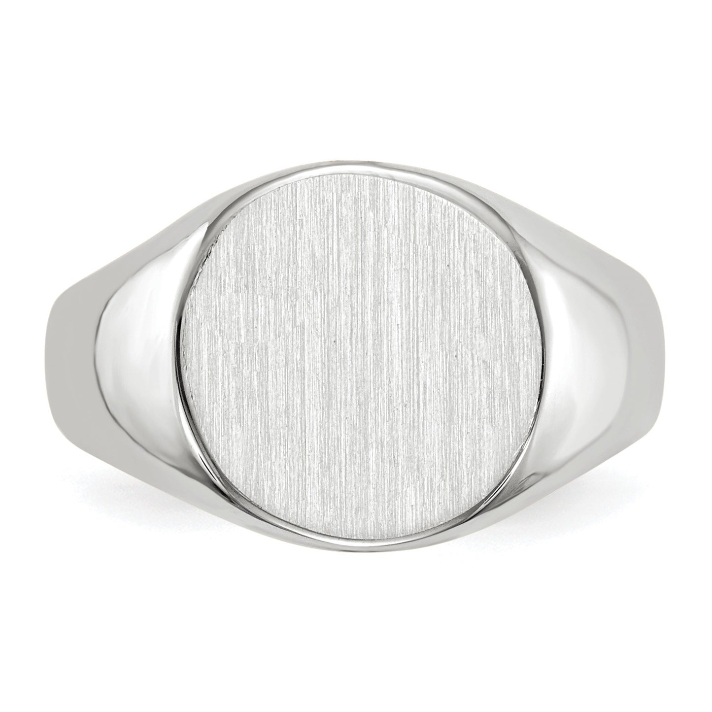 14k White Gold 10.5x10.5mm Round Closed Back Signet Ring