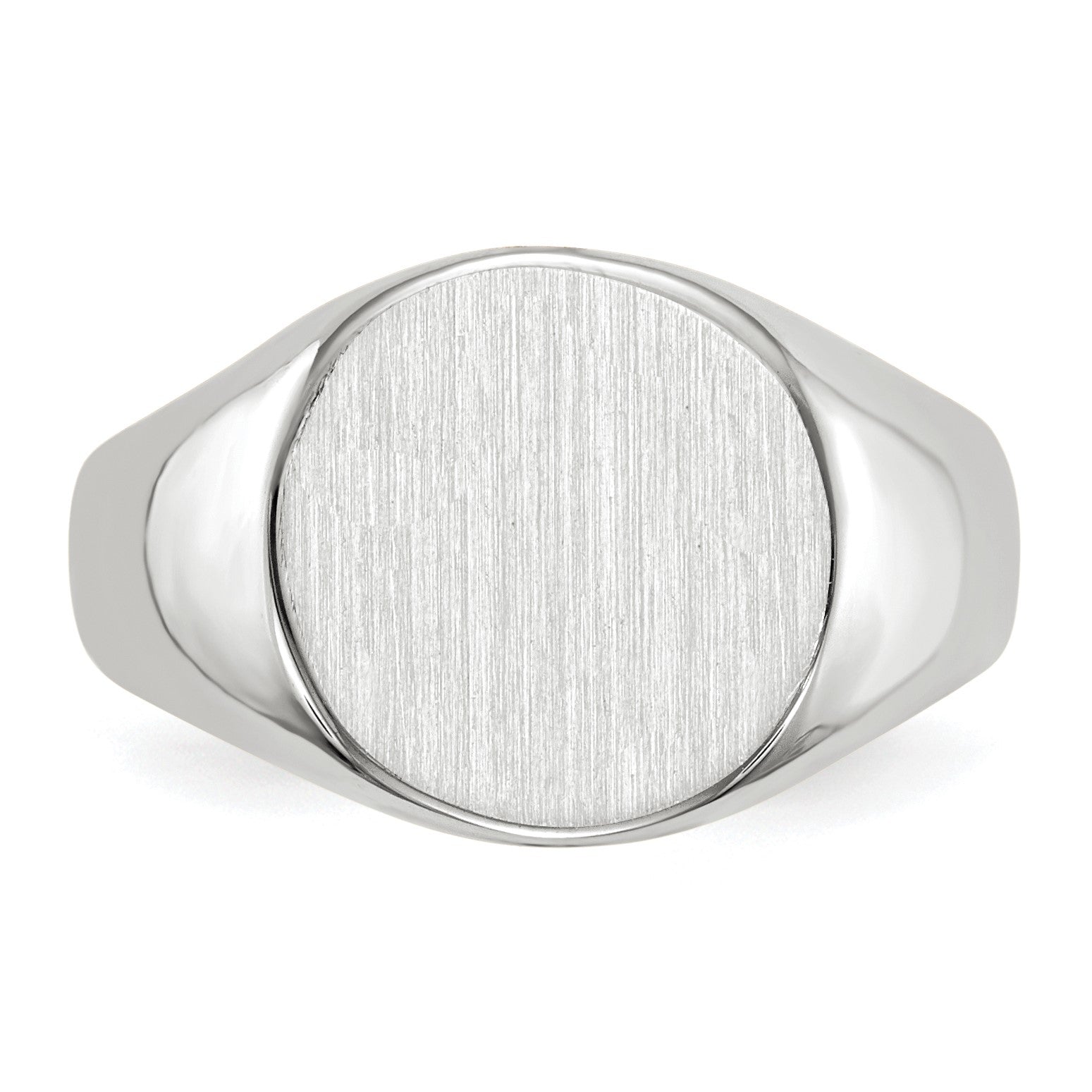 14k White Gold 10.5x10.5mm Round Closed Back Signet Ring