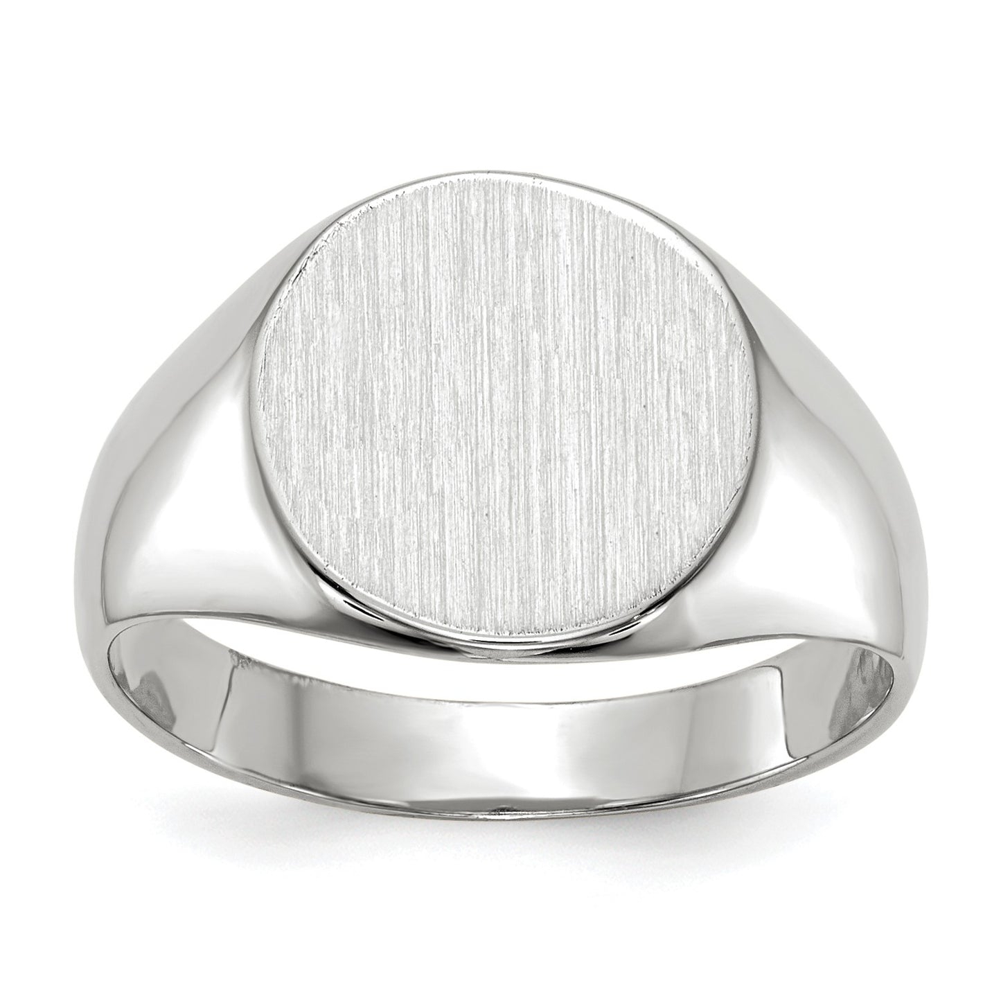 14k White Gold 10.5x10.5mm Round Closed Back Signet Ring