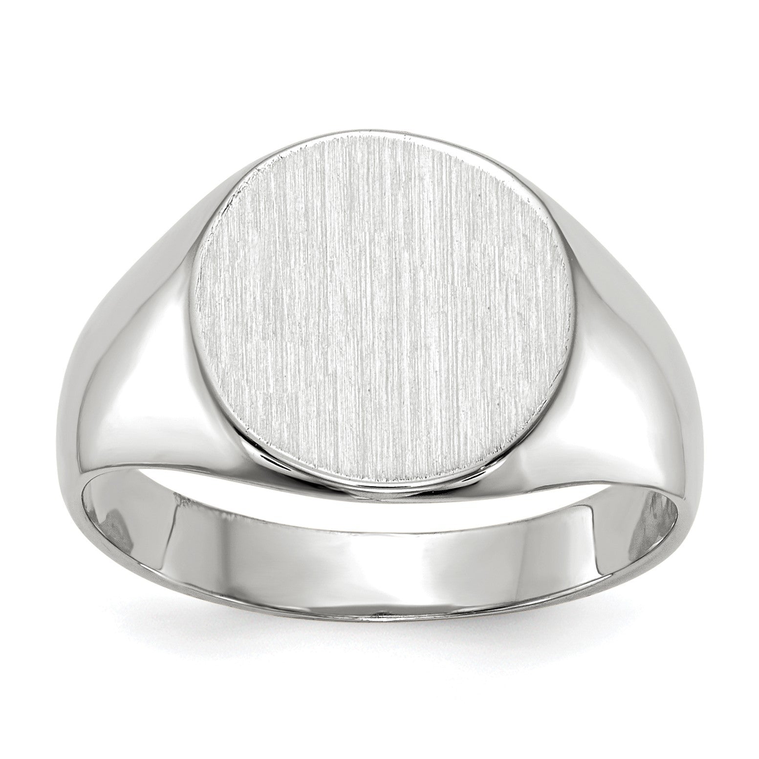 14k White Gold 10.5x10.5mm Round Closed Back Signet Ring