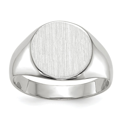 14k White Gold 10.5x10.5mm Round Closed Back Signet Ring