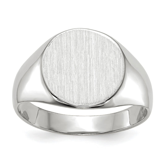 14k White Gold 10.5x10.5mm Round Closed Back Signet Ring
