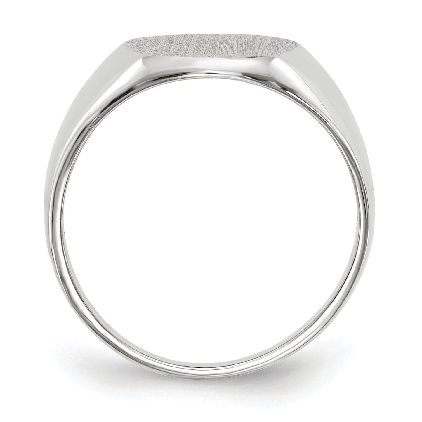 14k White Gold 10.0x11.5mm Oval Closed Back Signet Ring