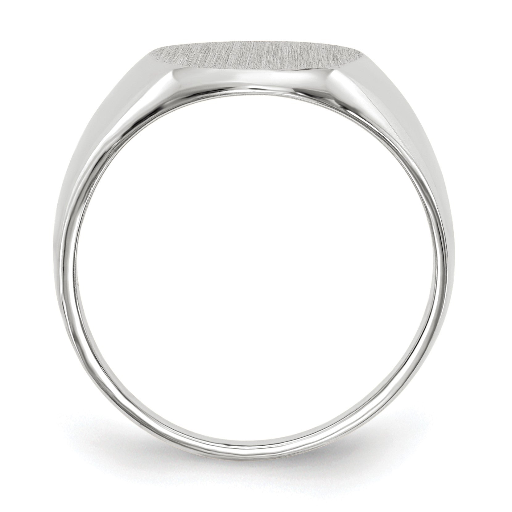 14k White Gold 10.0x11.5mm Oval Closed Back Signet Ring