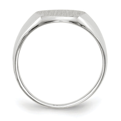 14k White Gold 10.0x11.5mm Oval Closed Back Signet Ring