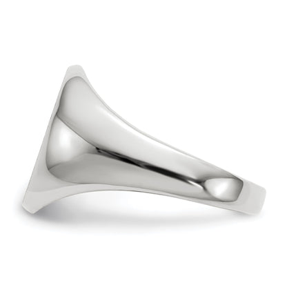 14k White Gold 10.0x11.5mm Oval Closed Back Signet Ring