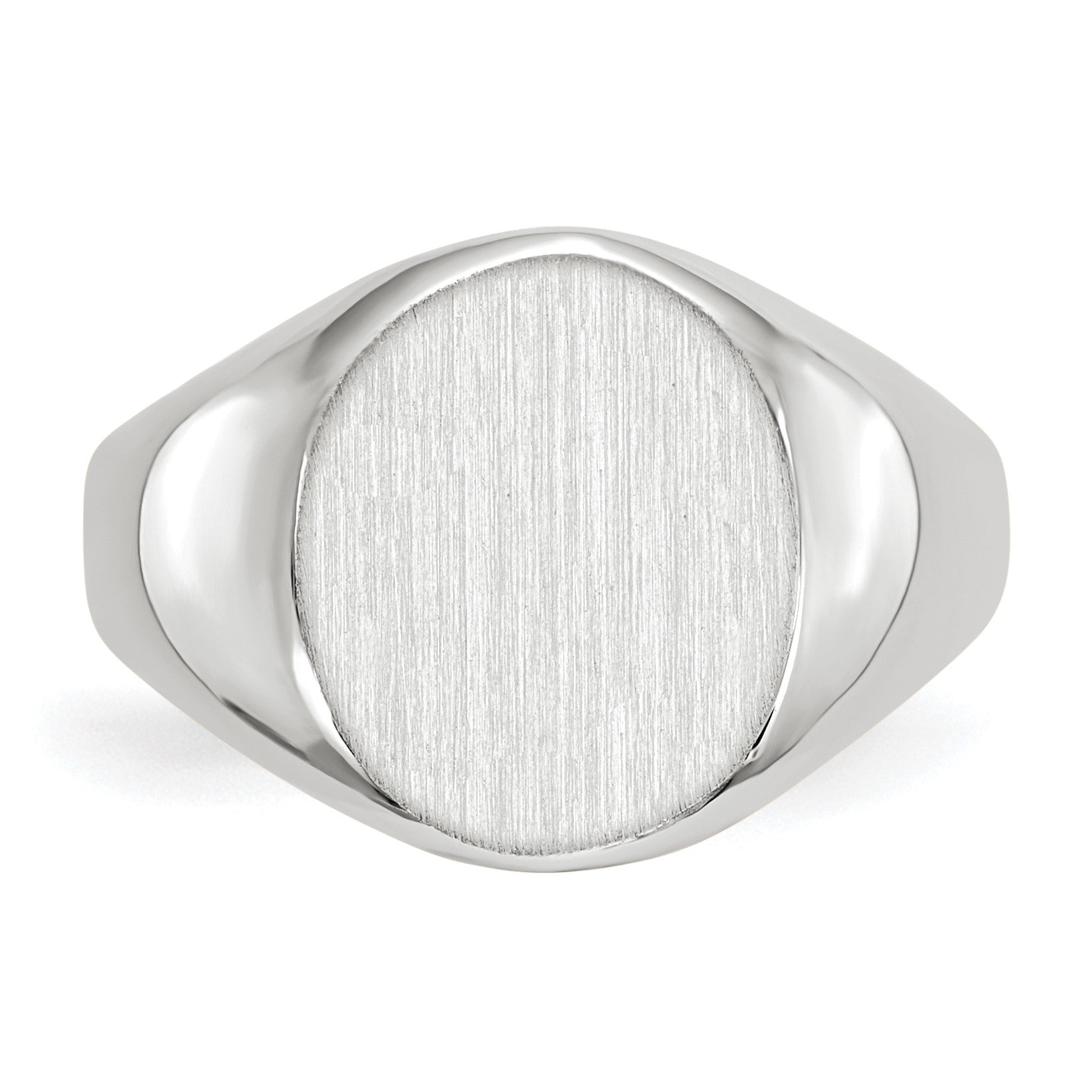 14k White Gold 10.0x11.5mm Oval Closed Back Signet Ring