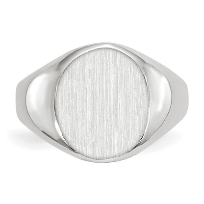 14k White Gold 10.0x11.5mm Oval Closed Back Signet Ring