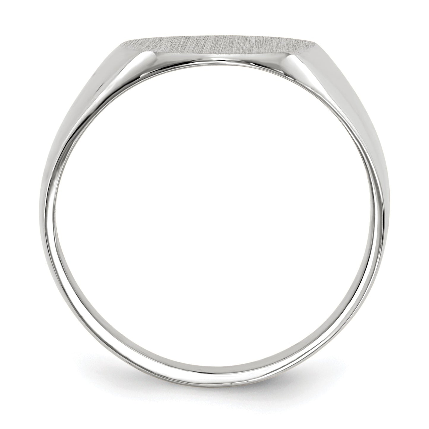 14k White Gold 12.0x12.5mm Oval Closed Back Signet Ring