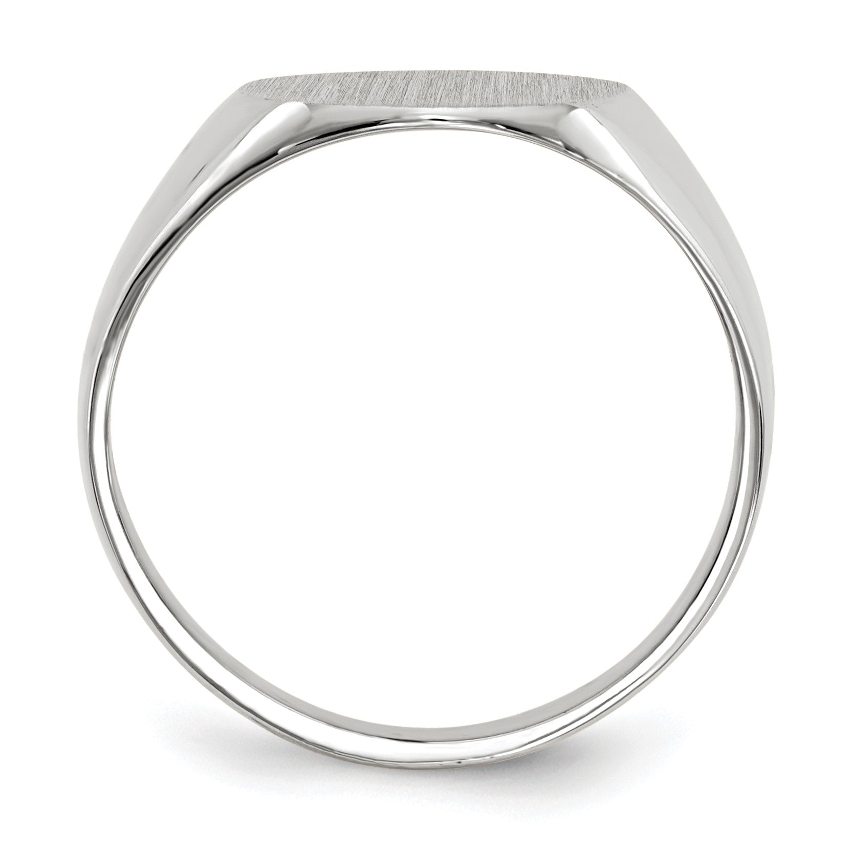 14k White Gold 12.0x12.5mm Oval Closed Back Signet Ring
