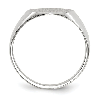 14k White Gold 12.0x12.5mm Oval Closed Back Signet Ring