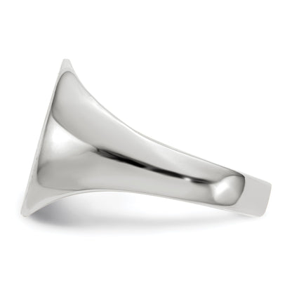 14k White Gold 12.0x12.5mm Oval Closed Back Signet Ring