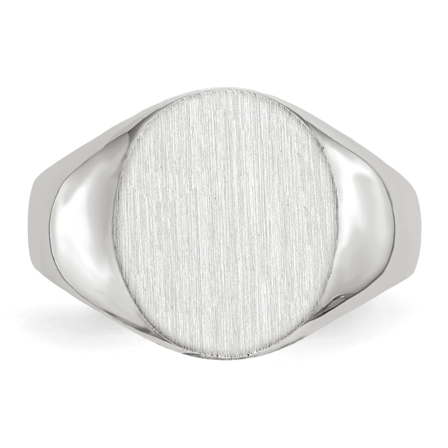 14k White Gold 12.0x12.5mm Oval Closed Back Signet Ring