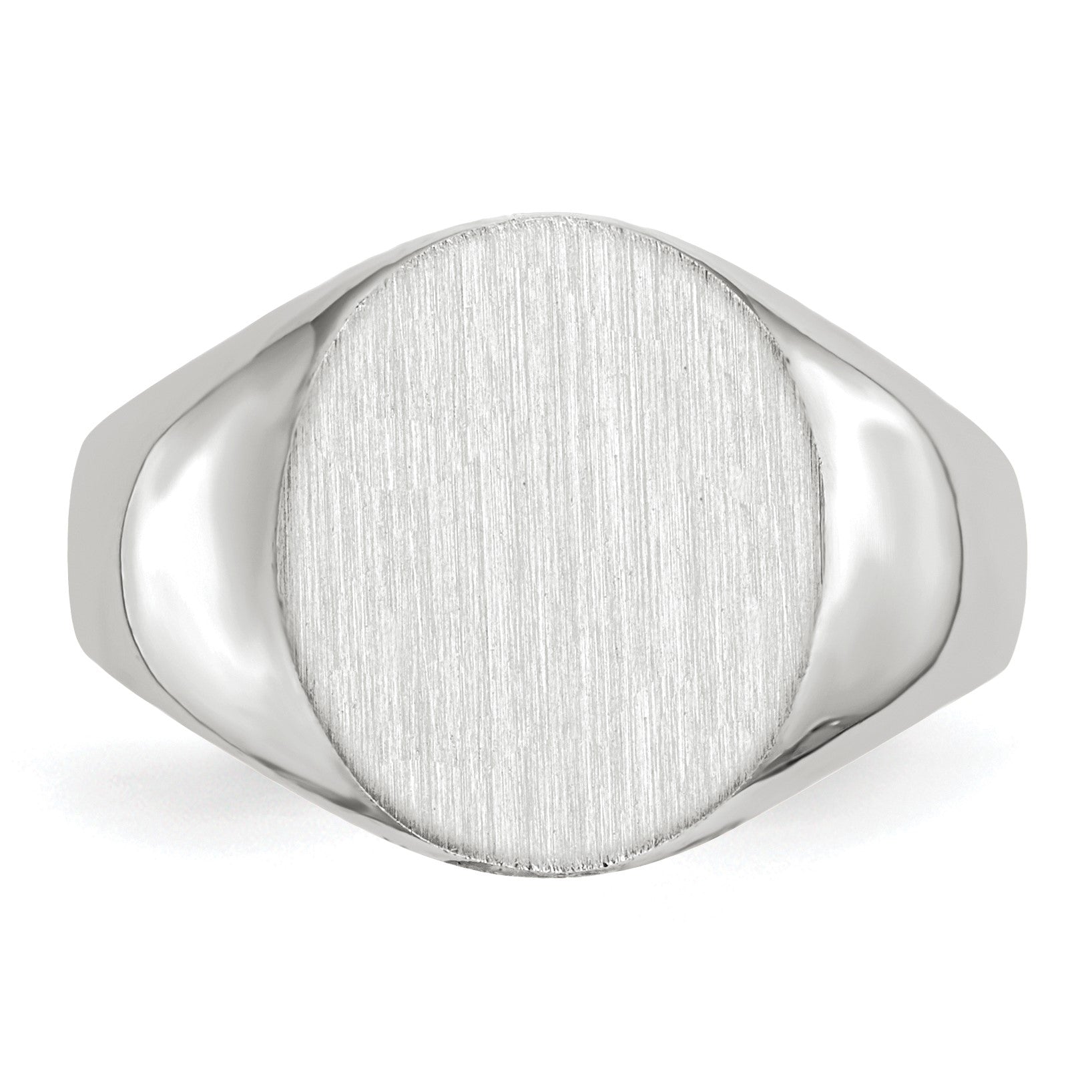 14k White Gold 12.0x12.5mm Oval Closed Back Signet Ring