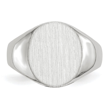 14k White Gold 12.0x12.5mm Oval Closed Back Signet Ring