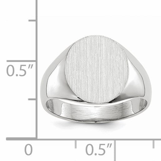 14k White Gold 12.0x12.5mm Oval Closed Back Signet Ring