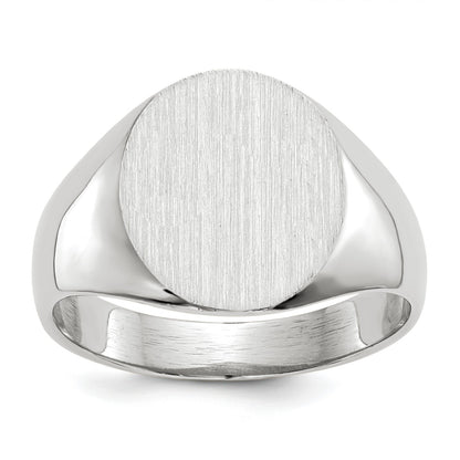 14k White Gold 12.0x12.5mm Oval Closed Back Signet Ring