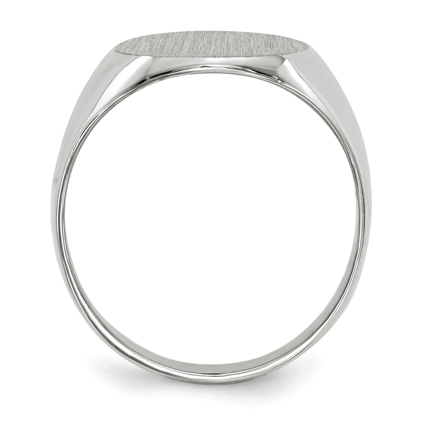 14k White Gold 12.5x13.5mm Oval Closed Back Signet Ring