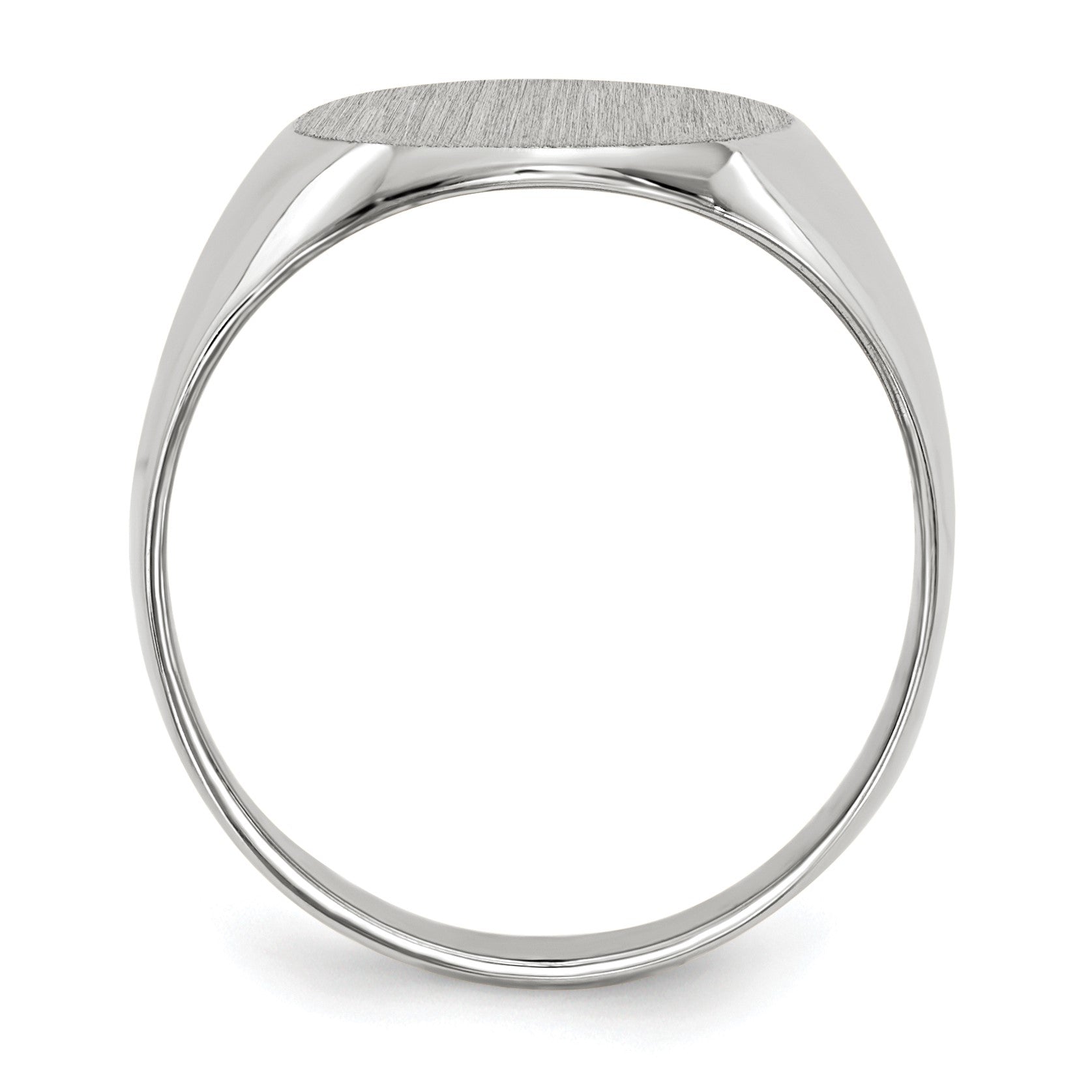 14k White Gold 12.5x13.5mm Oval Closed Back Signet Ring