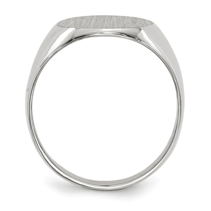 14k White Gold 12.5x13.5mm Oval Closed Back Signet Ring