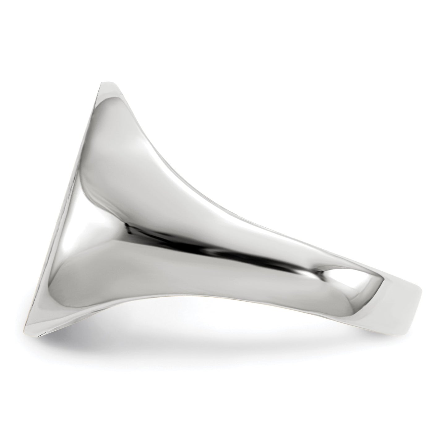 14k White Gold 12.5x13.5mm Oval Closed Back Signet Ring