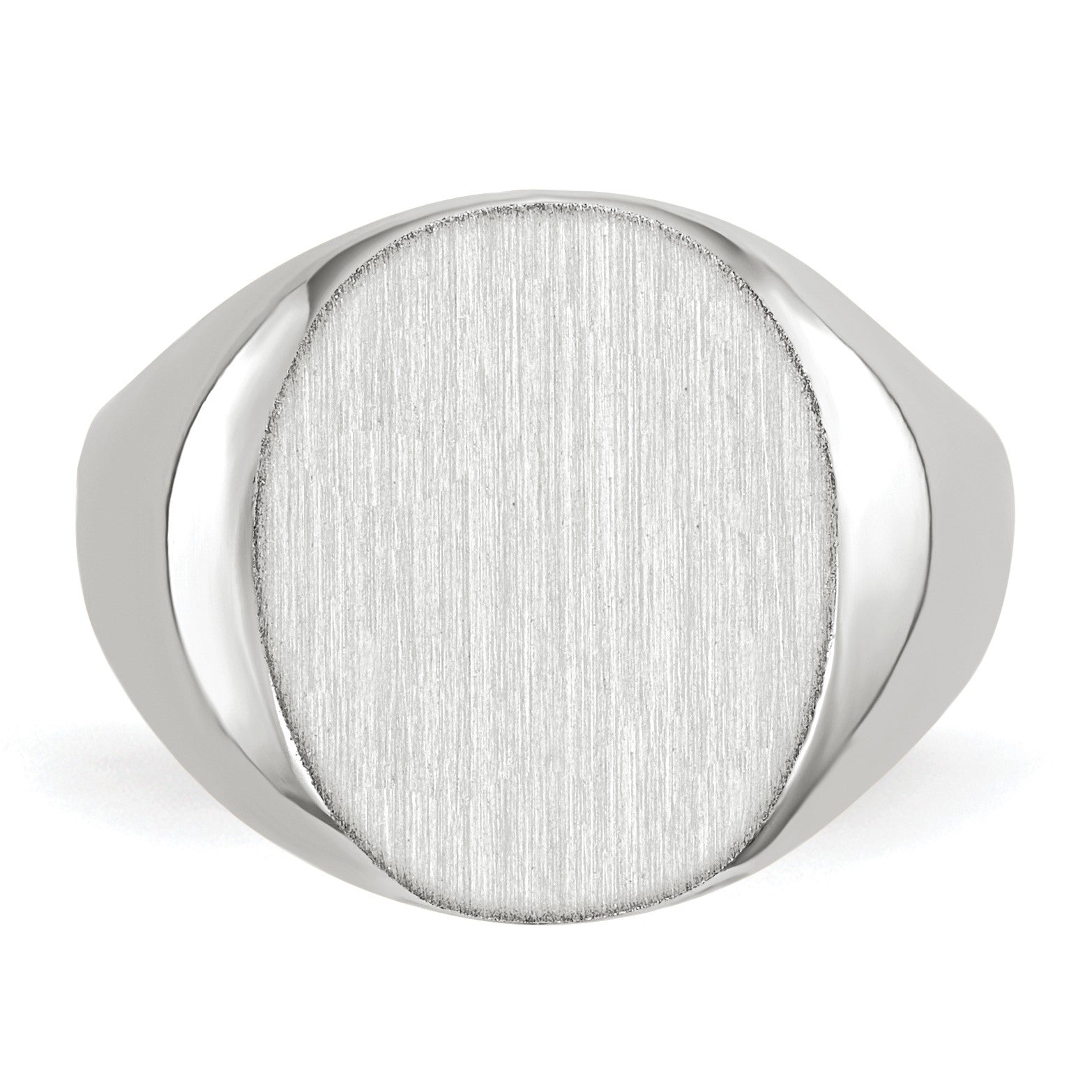 14k White Gold 12.5x13.5mm Oval Closed Back Signet Ring