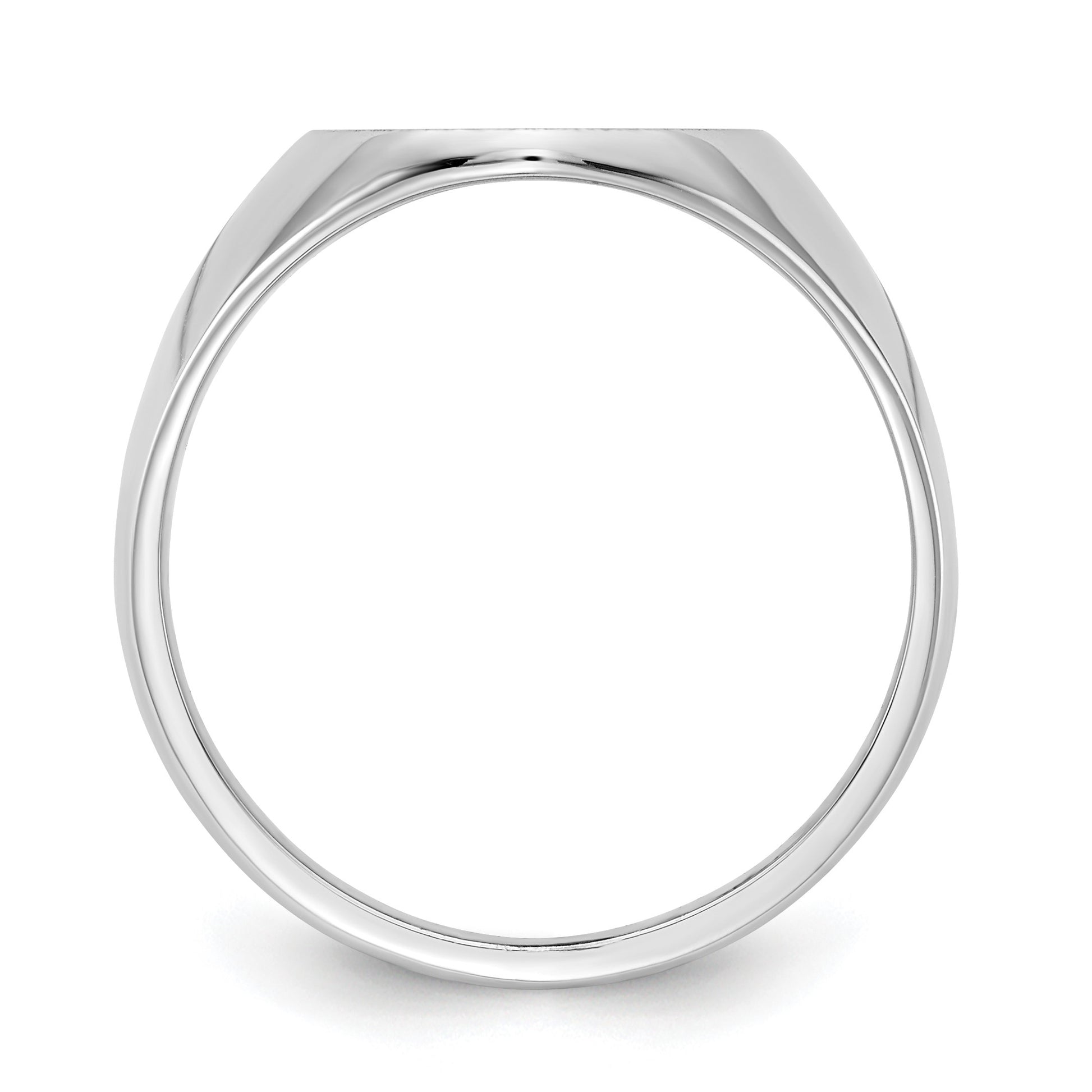 14k White Gold 12.5x15.0xmm Oval Closed Back Signet Ring