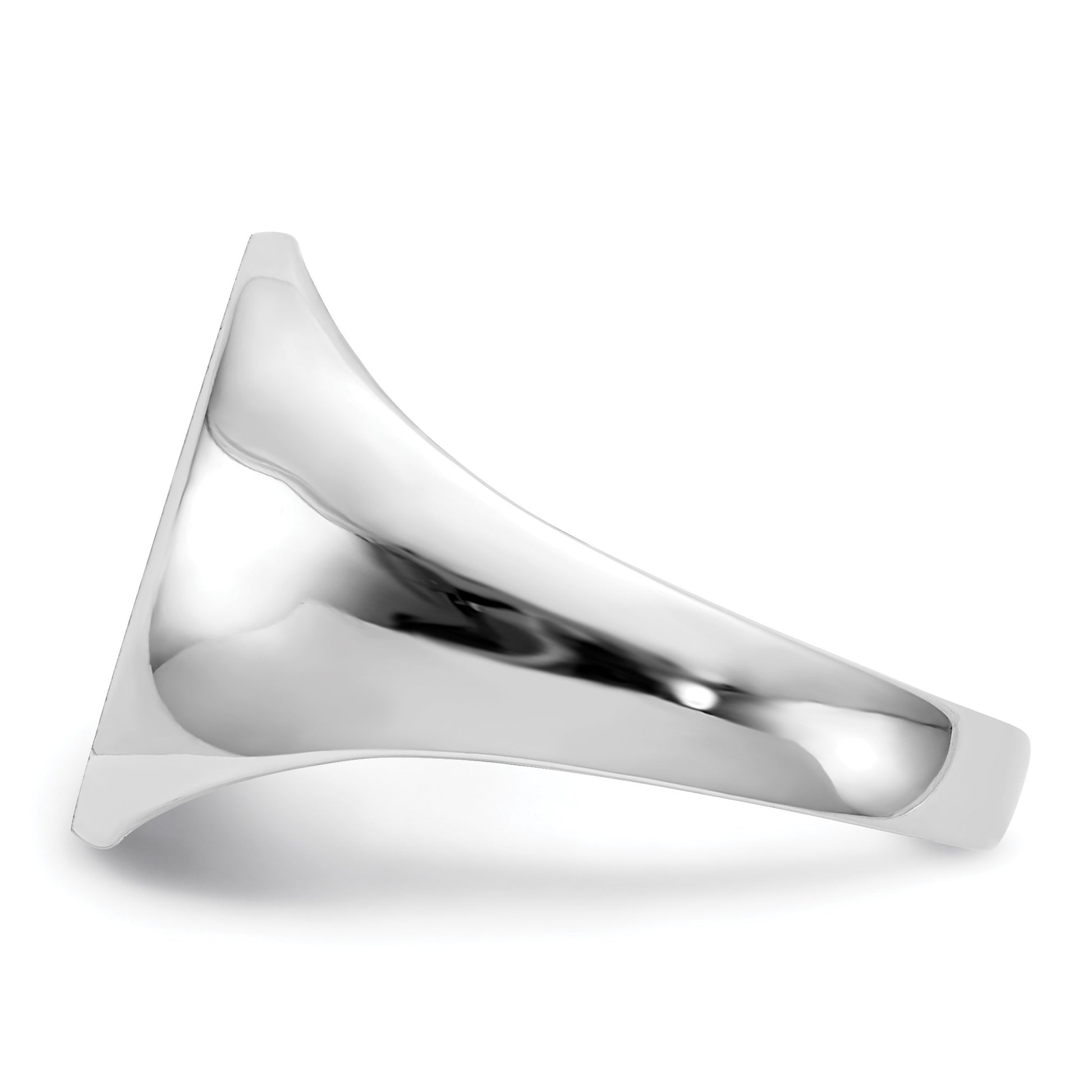 14k White Gold 12.5x15.0xmm Oval Closed Back Signet Ring