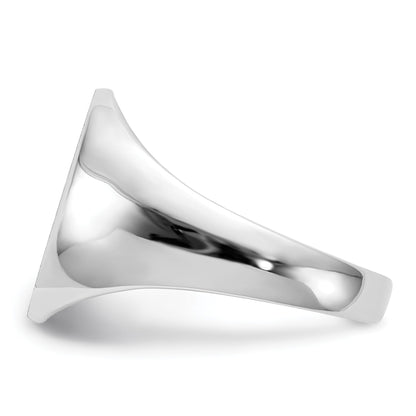 14k White Gold 12.5x15.0xmm Oval Closed Back Signet Ring
