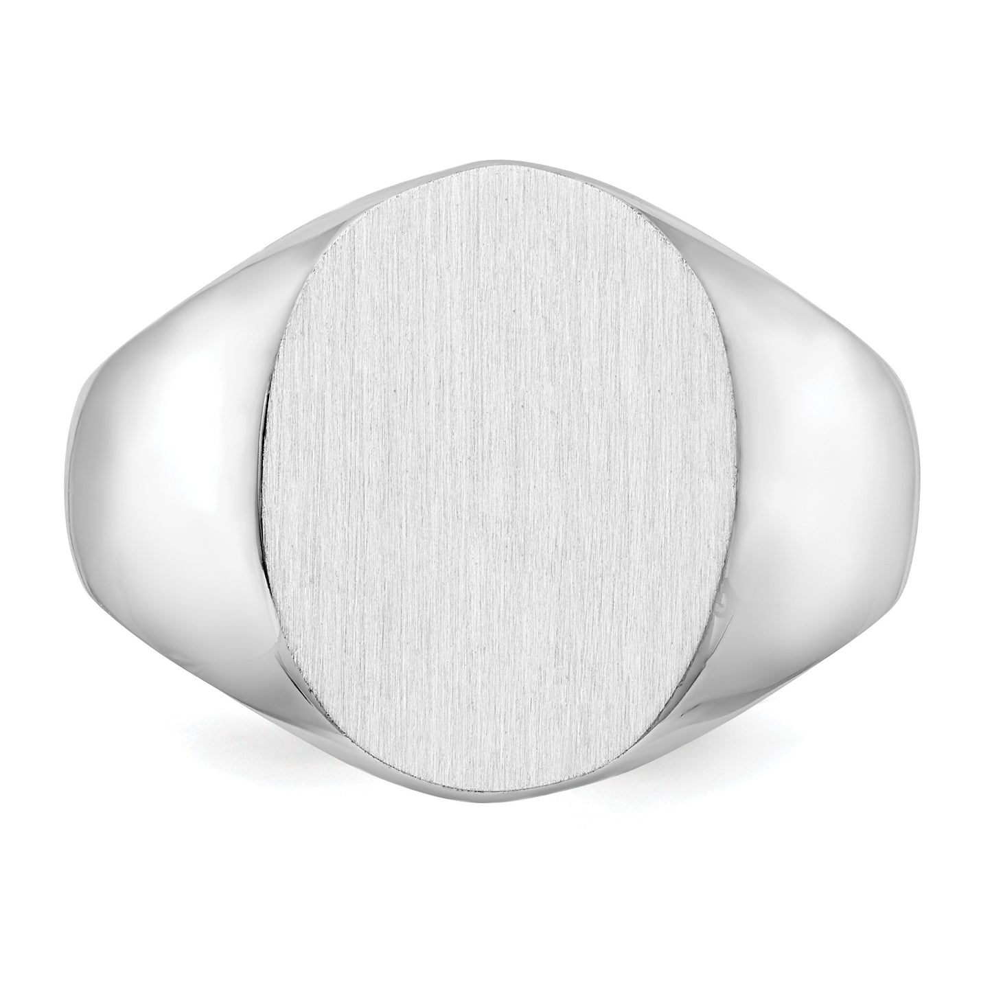 14k White Gold 12.5x15.0xmm Oval Closed Back Signet Ring