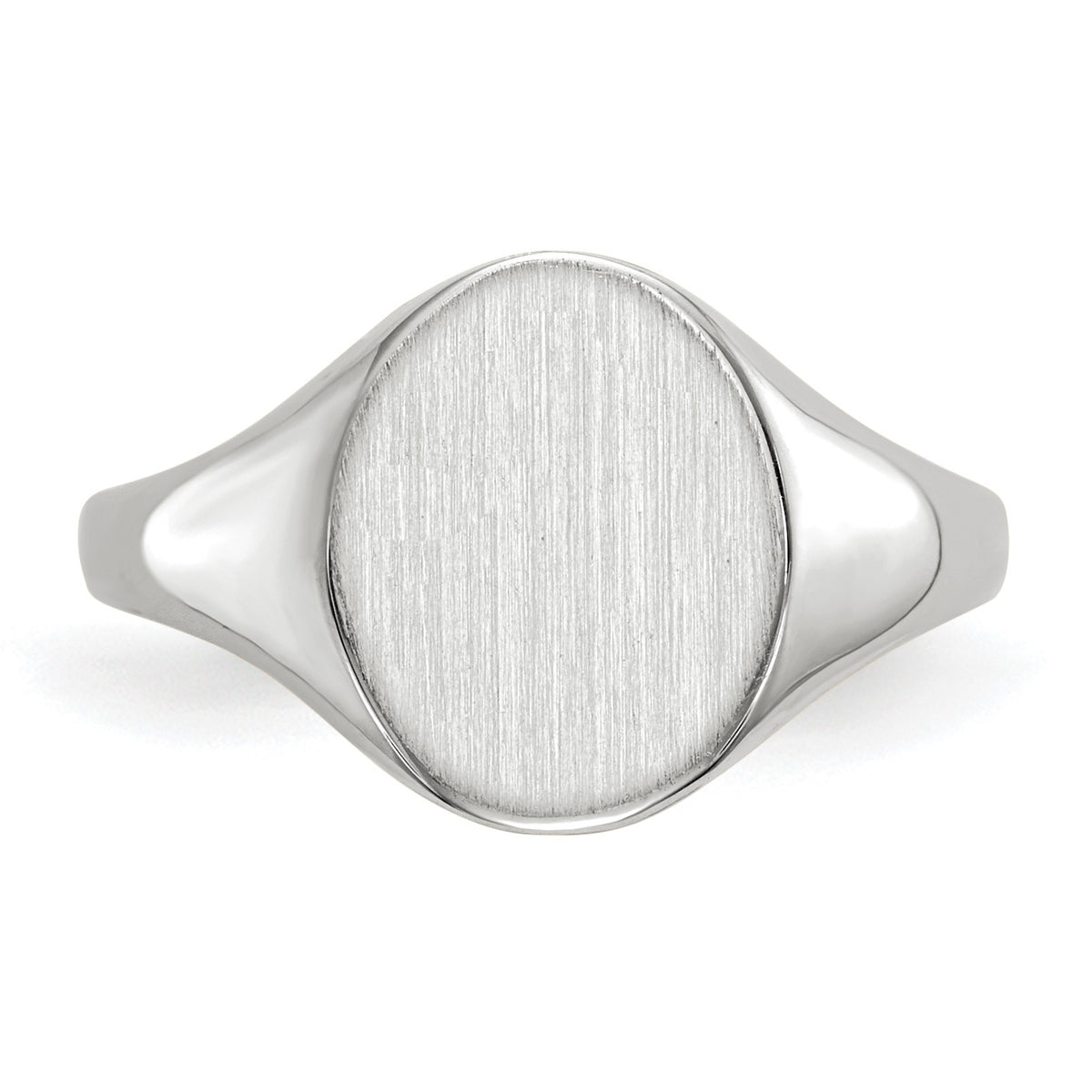 14k White Gold 9.0x10.0mm Oval Open Back Signet Ring