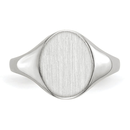 14k White Gold 9.0x10.0mm Oval Open Back Signet Ring
