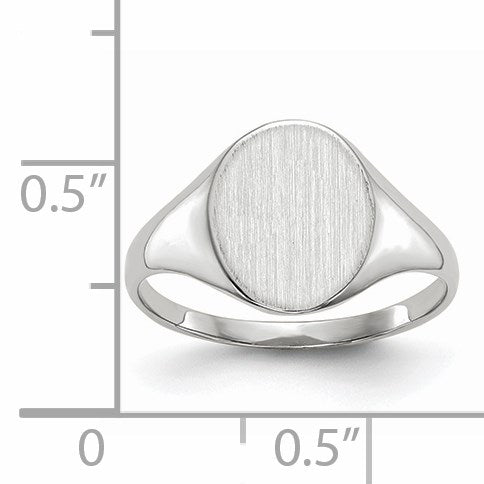 14k White Gold 9.0x10.0mm Oval Open Back Signet Ring