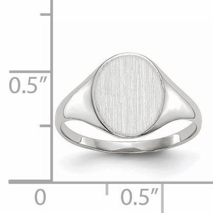 14k White Gold 9.0x10.0mm Oval Open Back Signet Ring