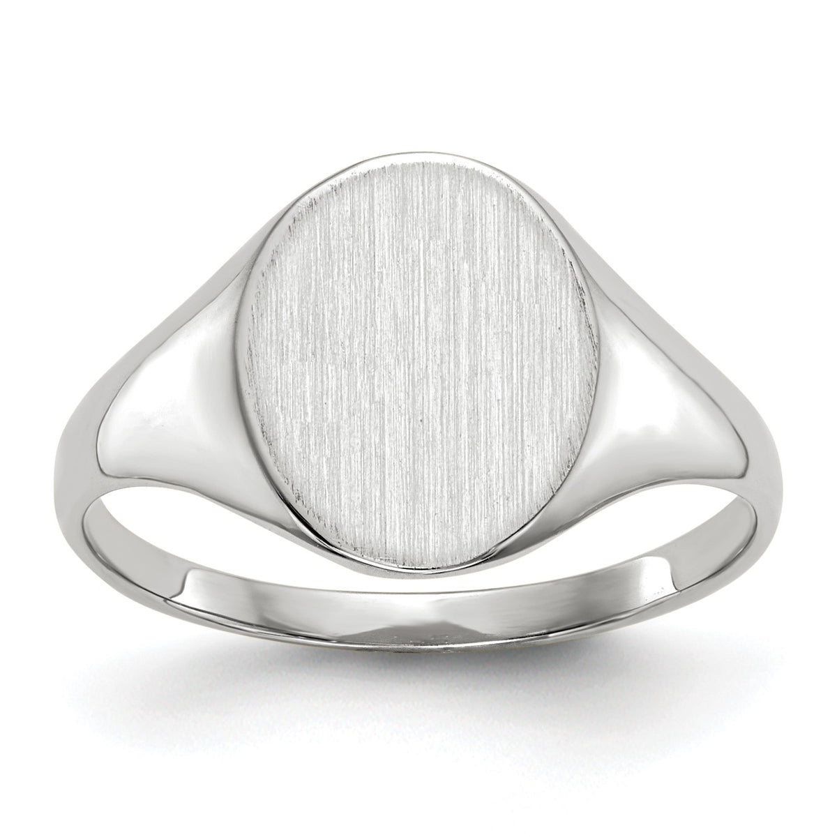 14k White Gold 9.0x10.0mm Oval Open Back Signet Ring