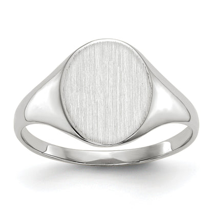 14k White Gold 9.0x10.0mm Oval Open Back Signet Ring