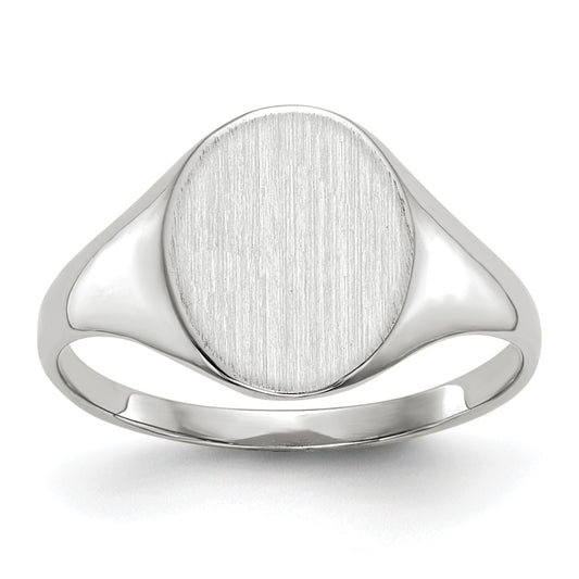 14k White Gold 9.0x10.0mm Oval Open Back Signet Ring