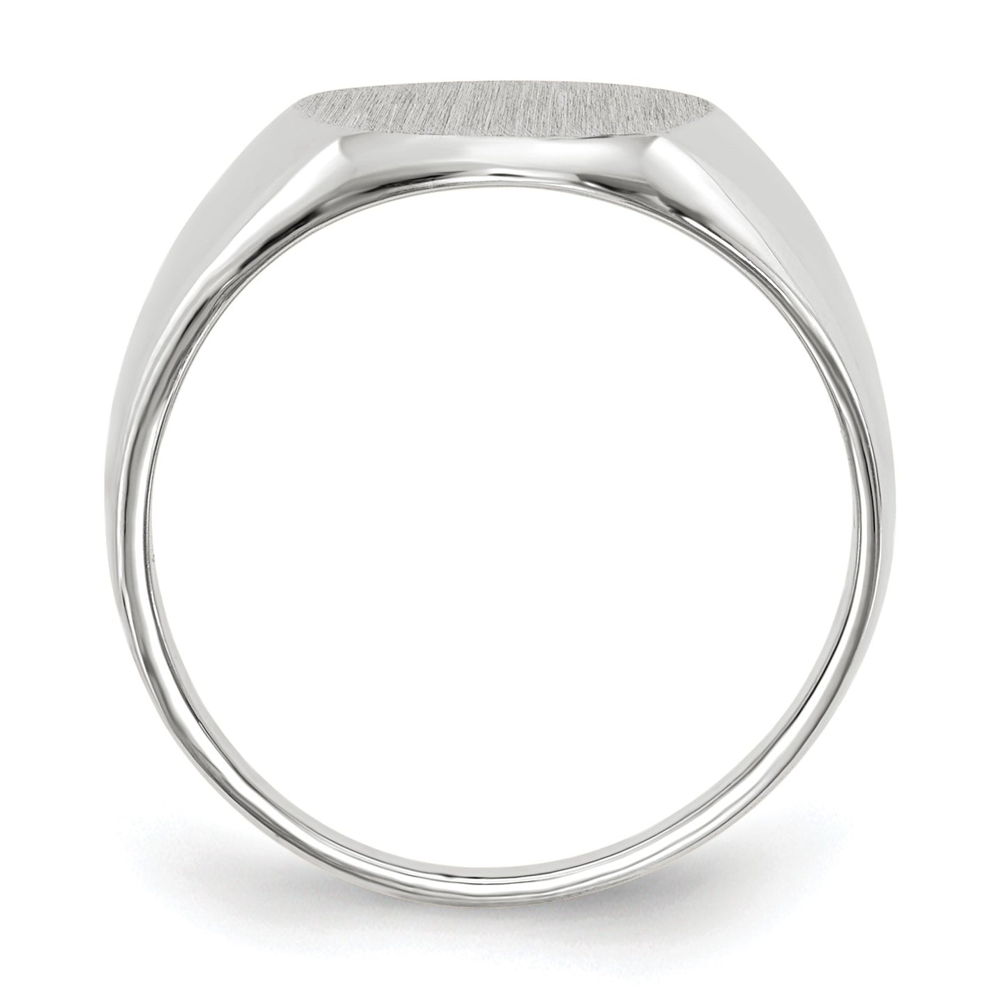 14k White Gold 11.0x12.5mm Oval Open Back Signet Ring