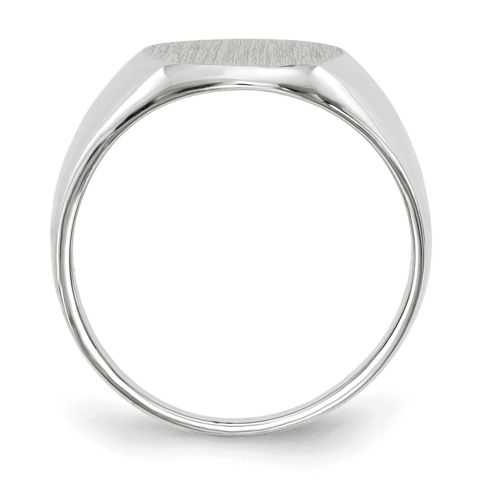 14k White Gold 11.0x12.5mm Oval Open Back Signet Ring