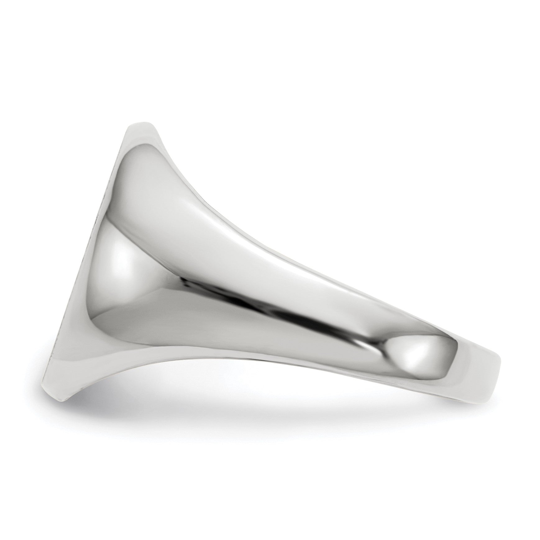 14k White Gold 11.0x12.5mm Oval Open Back Signet Ring